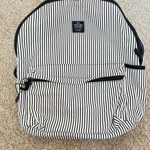 Striped Black & White Canvas Backpack by